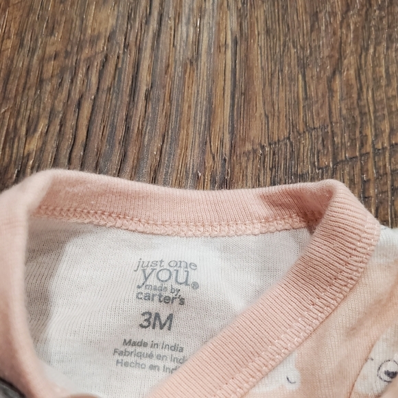 Carters Baby Cotton Matching Set Pink Gray Bear Bodysuit Polka Dot Leggings Hat - Picture 2 of 14